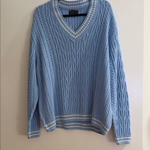 ASOS Light Blue V-Neck Cable Knit Sweater